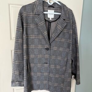 Avec Les Filles Gray Plaid Blazer